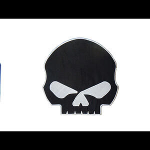 Half Skull White on Black Iron on Patch for  Vests & Jackets
